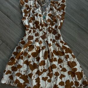 Blu Pepper Brown and White Floral Mini Dress
